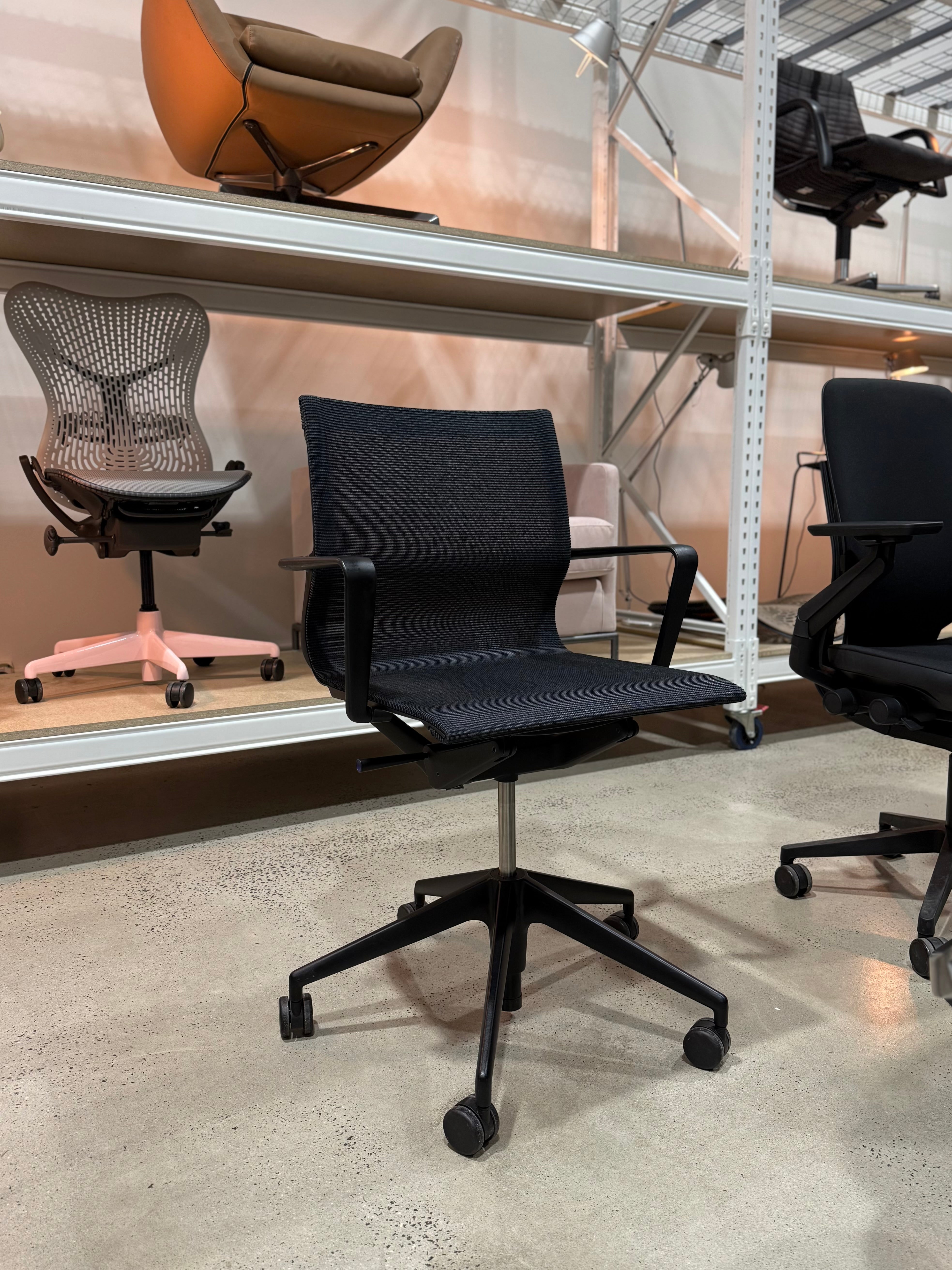 VITRA PHYSIX ERGONOMIC DESIGNER CHAIR VERIFIED AUTHENTIC BY ALBERTO MEDA MADE IN GERMANY Office Meeting conference room Business chairs premium high end quality designer office furniture from Worlds best designer brand art museum as seen in Switzerland Germany New York Chairhub Melbourne Sydney Adelaide Brisbane Sale Wholesale Preowned Refurbished used New side chairs ergonomic adjustable lumber support view on iPad and iPhone with Herman Miller Aeron Mirra Setu Wilkhahn Modus FS embody leap gesture modern