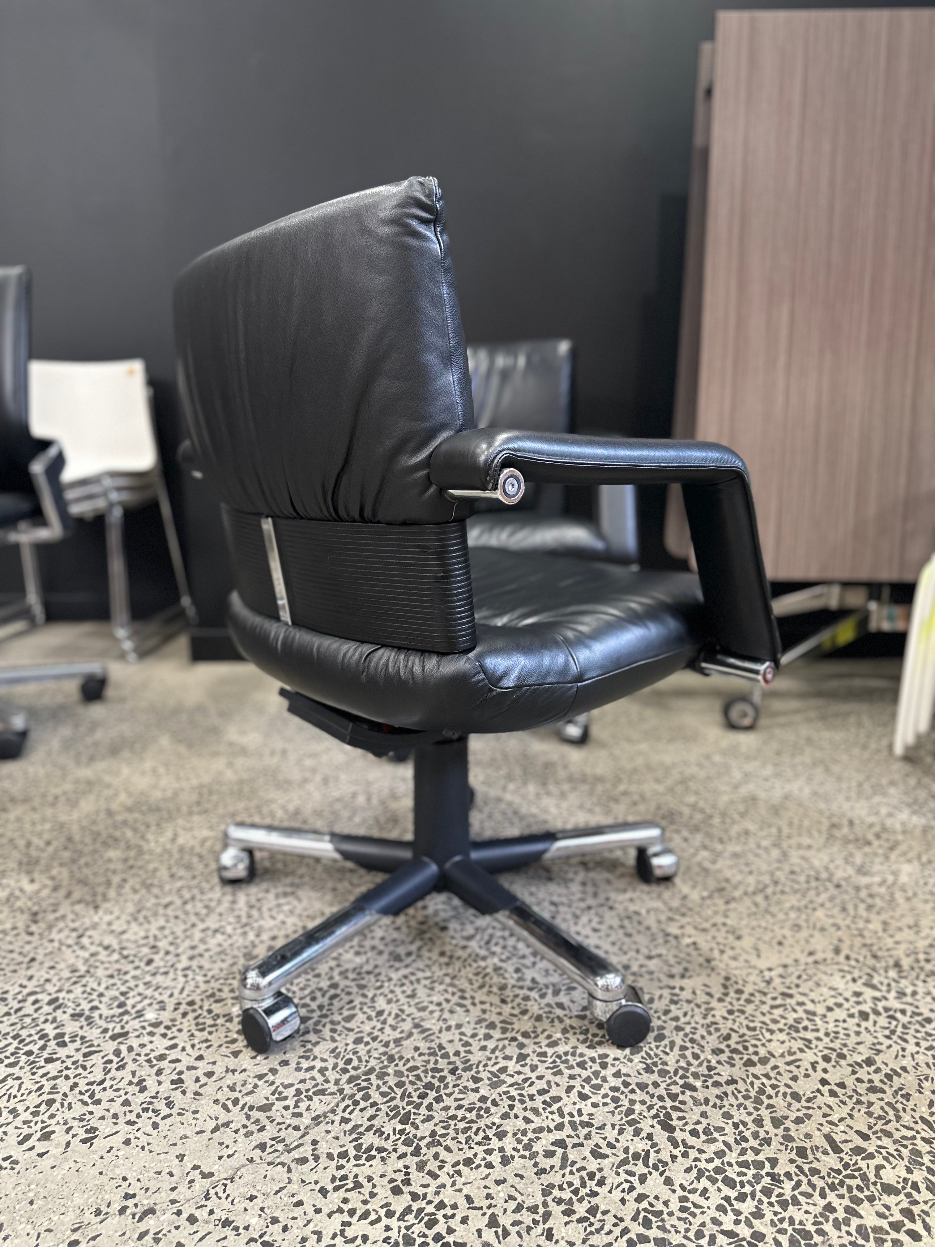 Mario Bellini Imago Chair Vitra Chairhub 64  - 90 Sutton Street North Melbourne Australia Sydney Adelaide Brisbane Tasmania Luxury Premium Authentic Original Genuine Designer Furniture Chairs Made in Italy Executive Management Soft Italian Leather Black Finest Best Highest Quality Most Premium Work Office Managers Chair ever made rare retro vintage classic Design Museum Art Piece Moma Vitra Design Museum