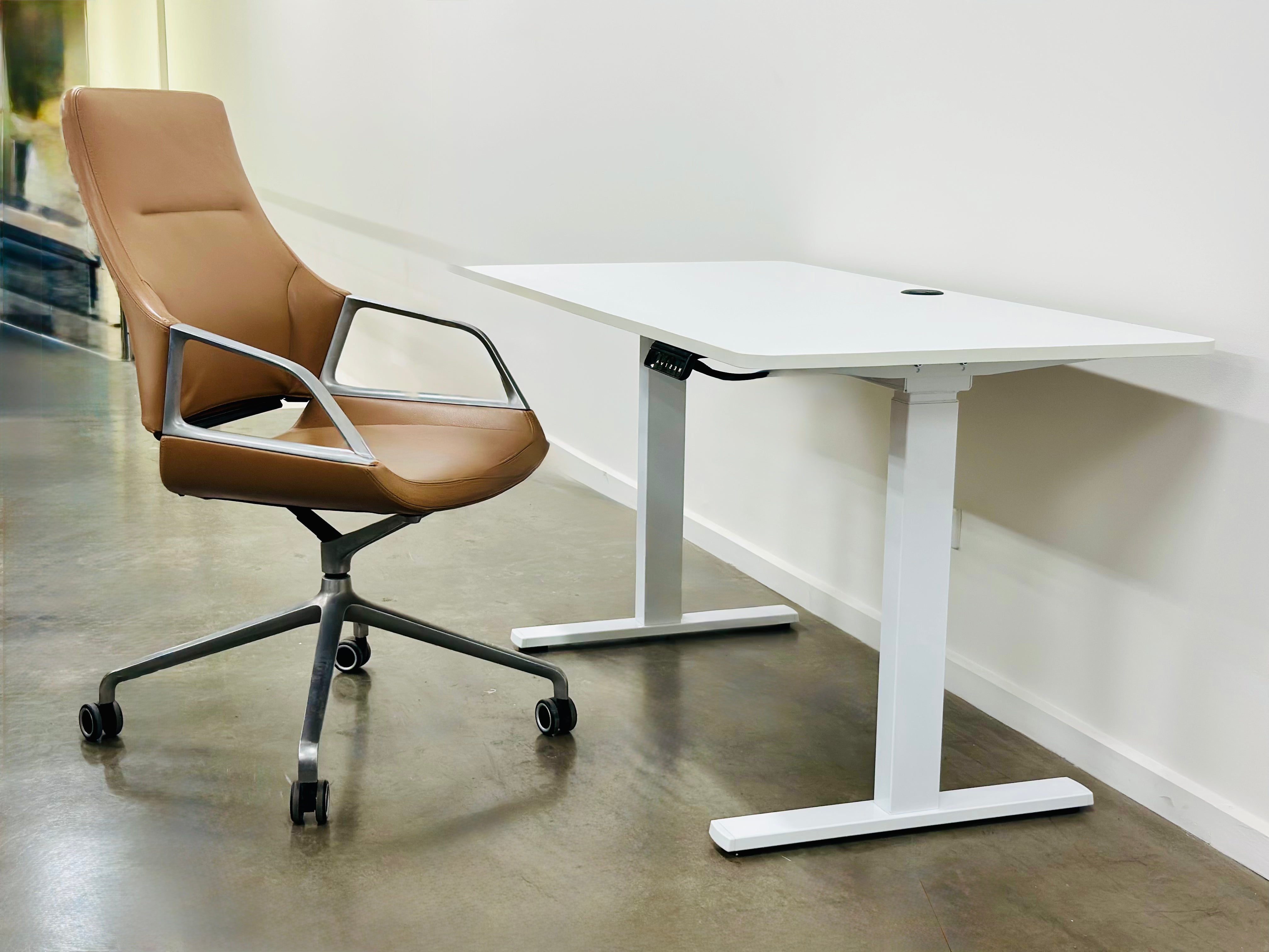 Height adjustable work study desk desks air and stand standing architect designers Designer Office Furniture modern white solid robust steel frame melbourne Sydney Brisbane Adelaide Perth vic NSW wa QLD Auatralia new warranty inspection warehouse wholesale business corporate office Fitout ergonomic desks and chairs