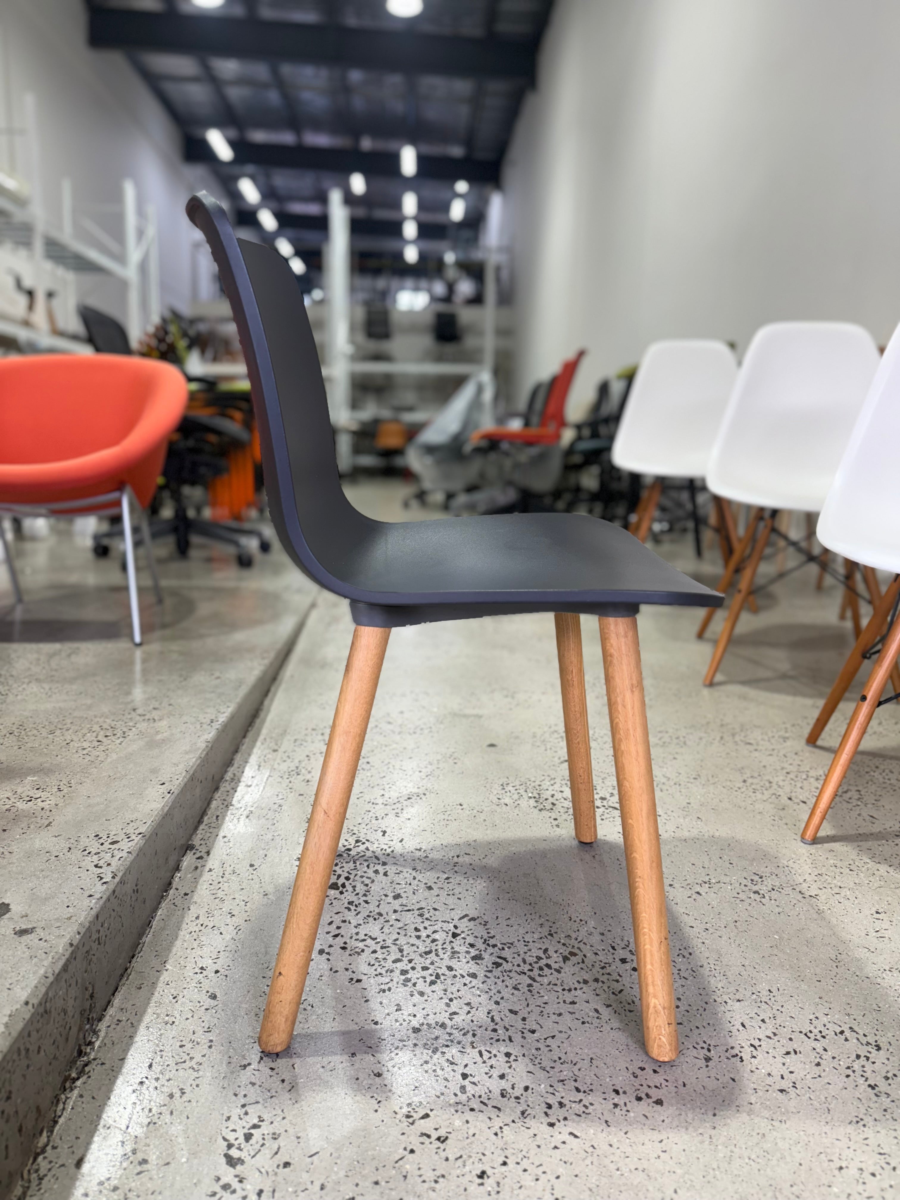 Vitra HAL Wood Chair – Black Seat with Oak Legs by Jasper Morrison - The Chair Co.