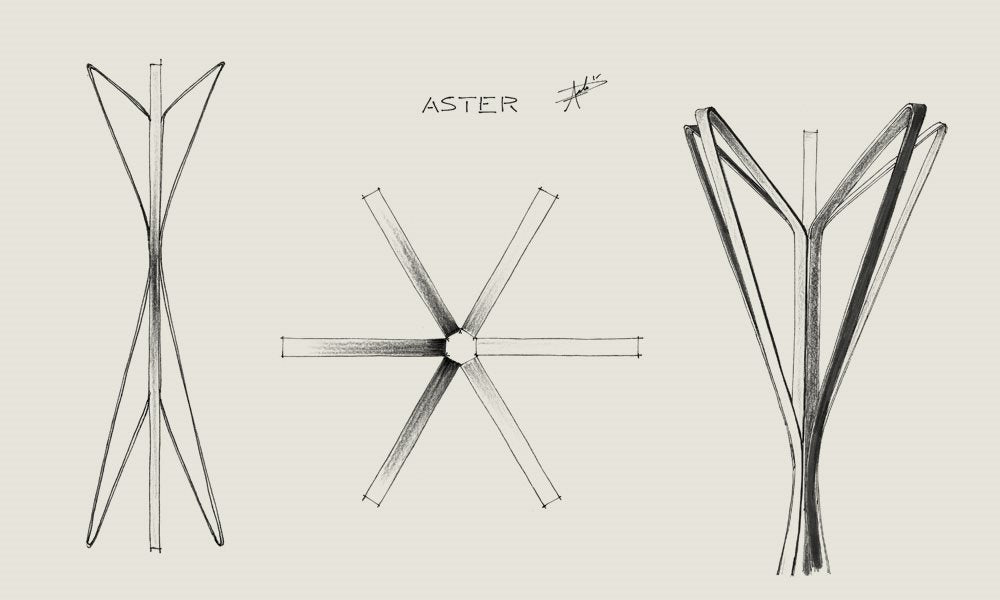 Original Zanotta Aster Floor Coat Clothes Stand. Art. Design by Alessandro Dubini. Steel frame painted talc. Renowned. Made in Italy.