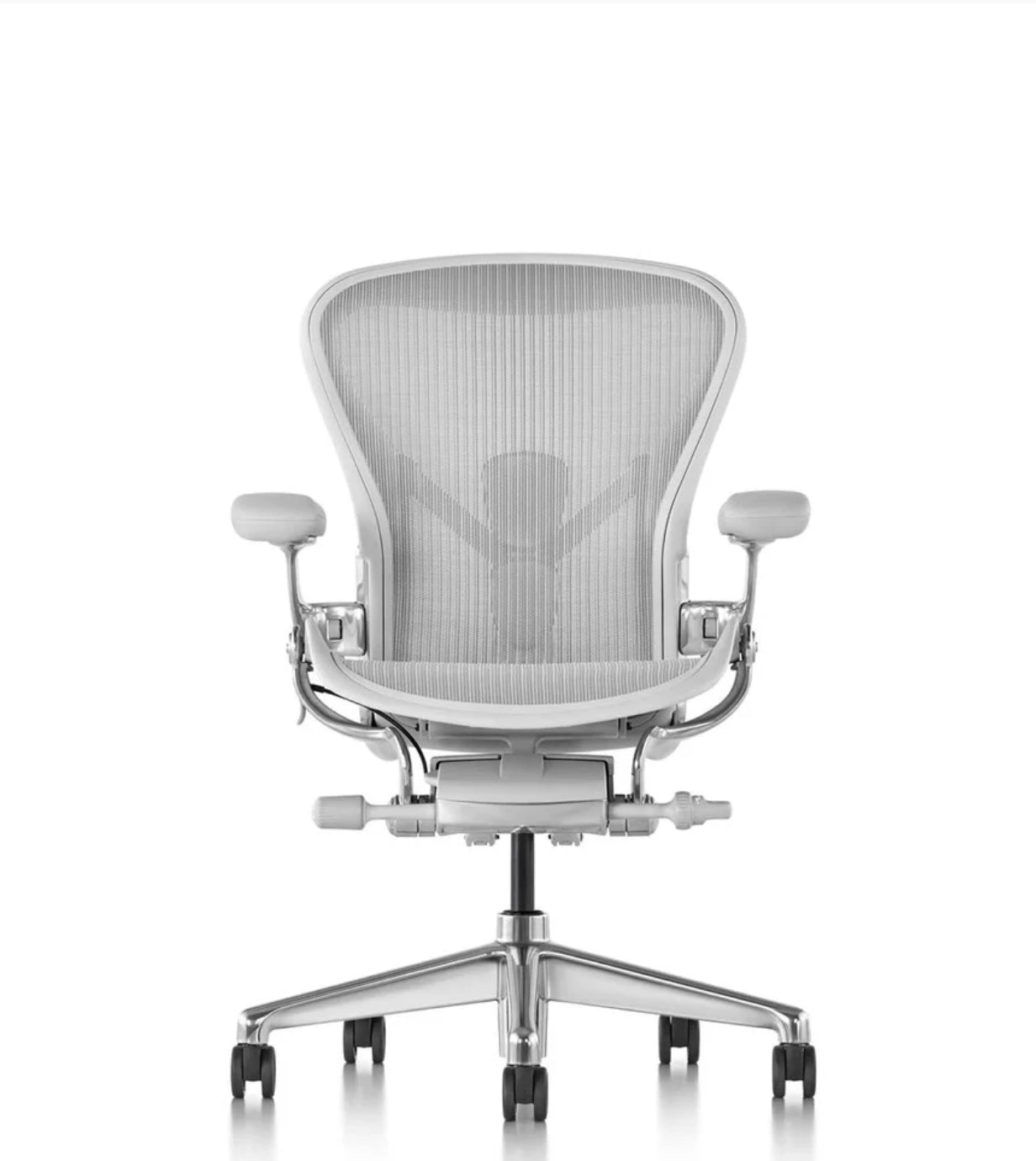 Herman Miller Aeron Remastered Mineral Polished Alloy Aluminium Light Grey White Colour Aeron Brand New Aeron Chair Genuine Authentic Original Ergonomic Office Chairs Work Chair Designer MOMA iconic robust classic heavy duty chairhub North Melbourne Sydney Australia Adelaide Tasmania Perth Sale Wholesale Clearance iPhone games gaming furniture lumber support adjustable showroom