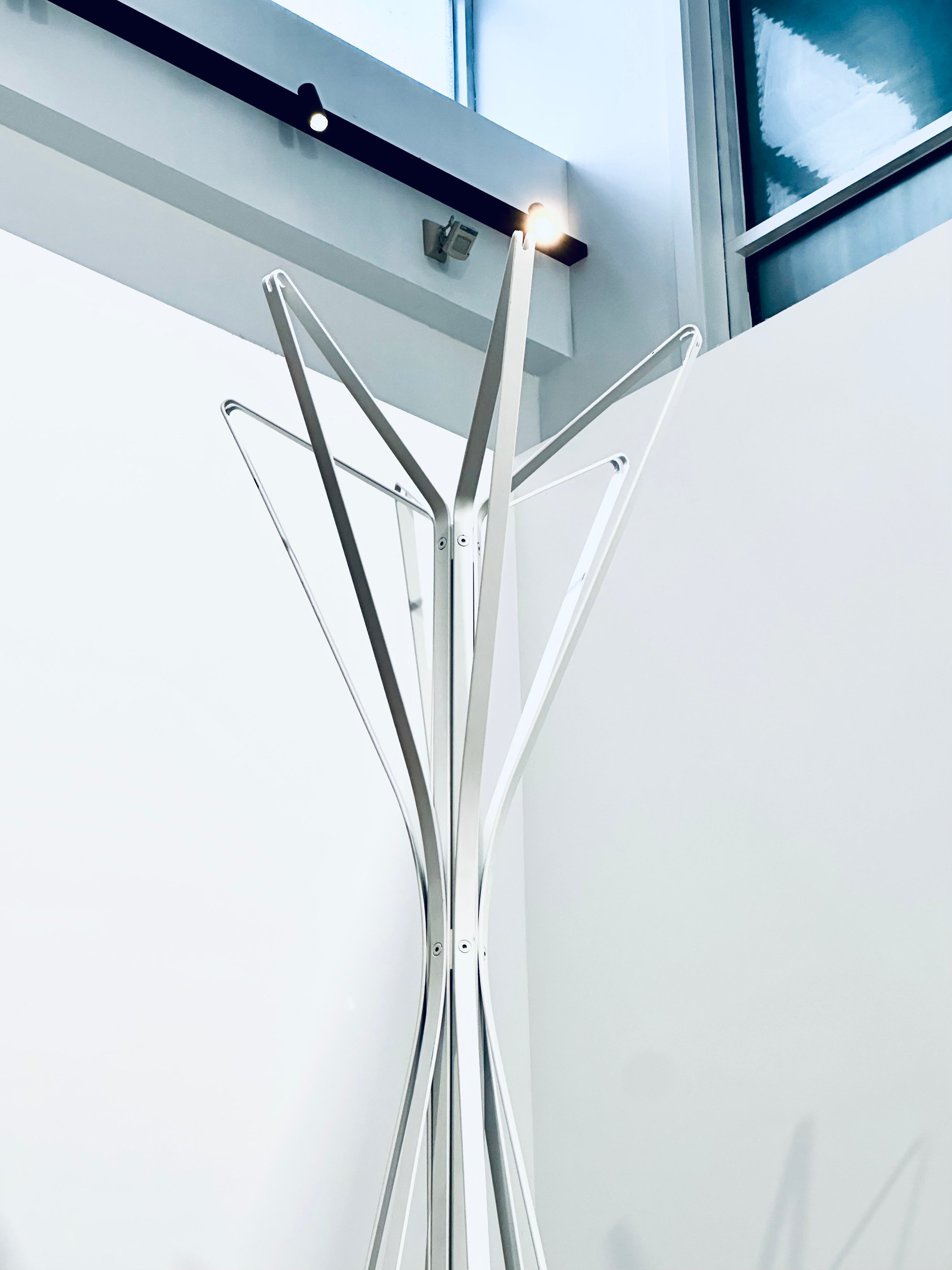 Original Zanotta Aster Floor Coat Clothes Stand. Art. Design by Alessandro Dubini. Steel frame painted talc. Renowned. Made in Italy. - The Chair Co.