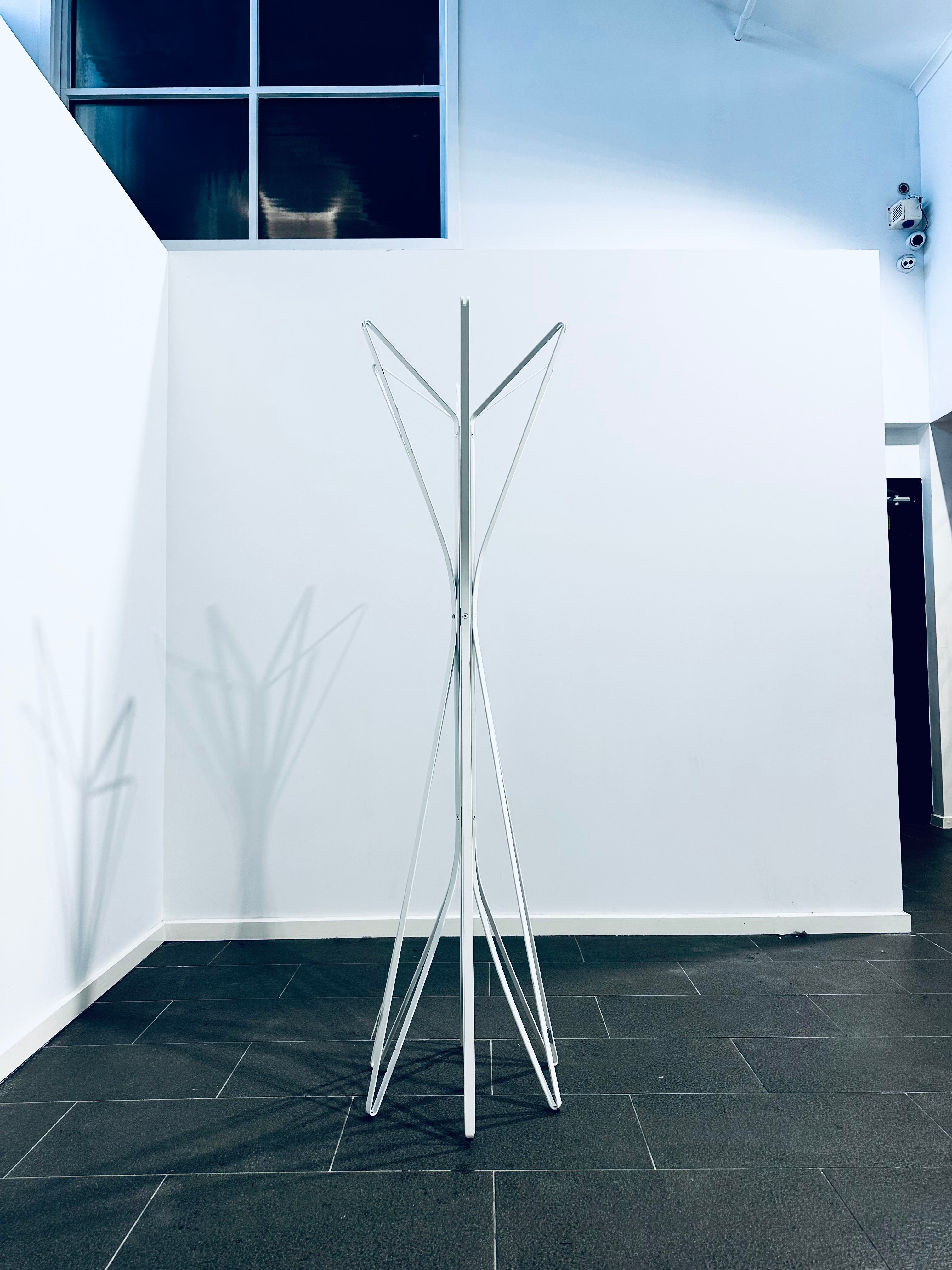 Original Zanotta Aster Floor Coat Clothes Stand. Art. Design by Alessandro Dubini. Steel frame painted talc. Renowned. Made in Italy. - The Chair Co.