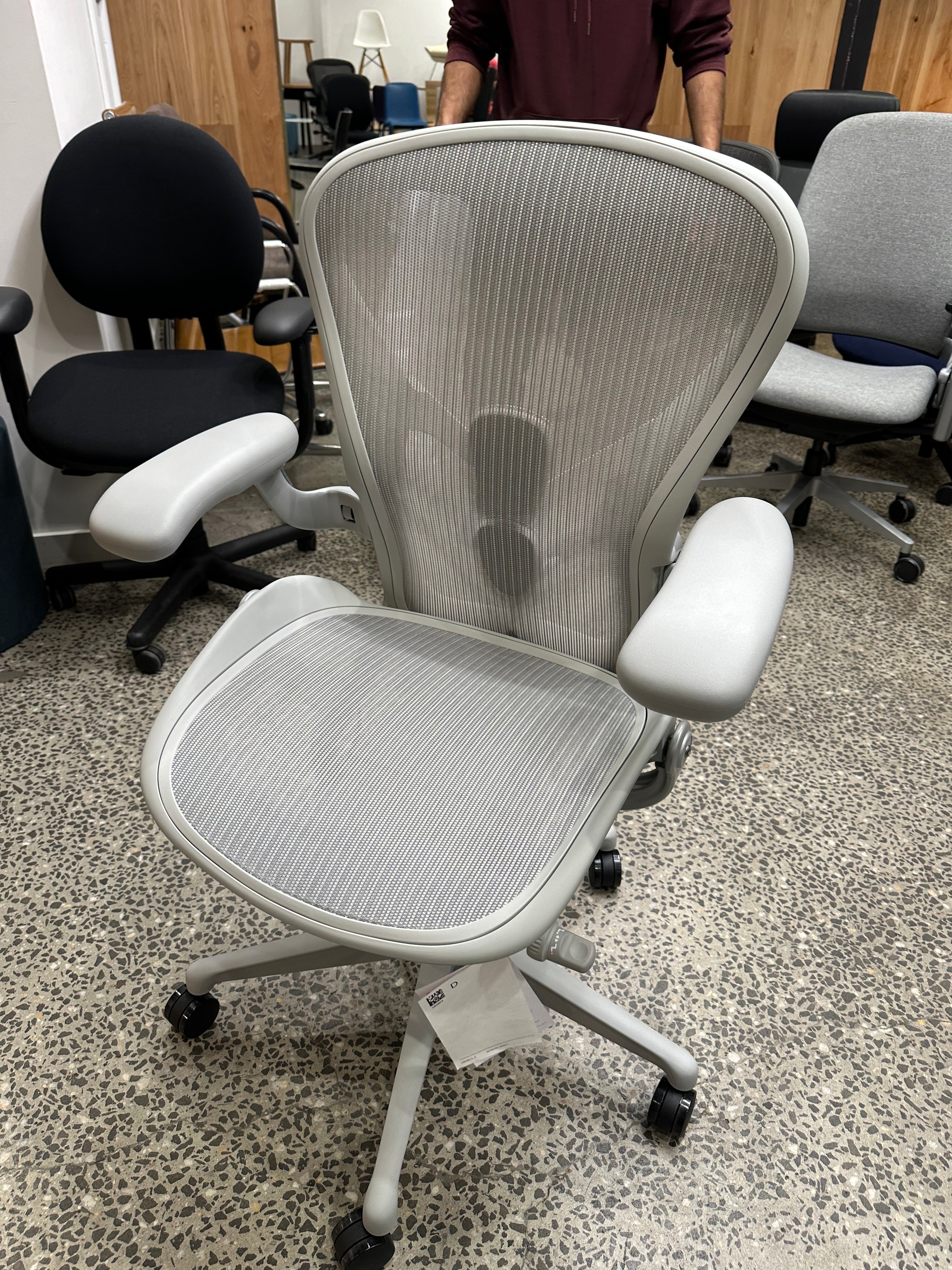 IN STOCK New Aeron Chair Premium Polished Alloy Mineral White by Herman Miller The Chair Co