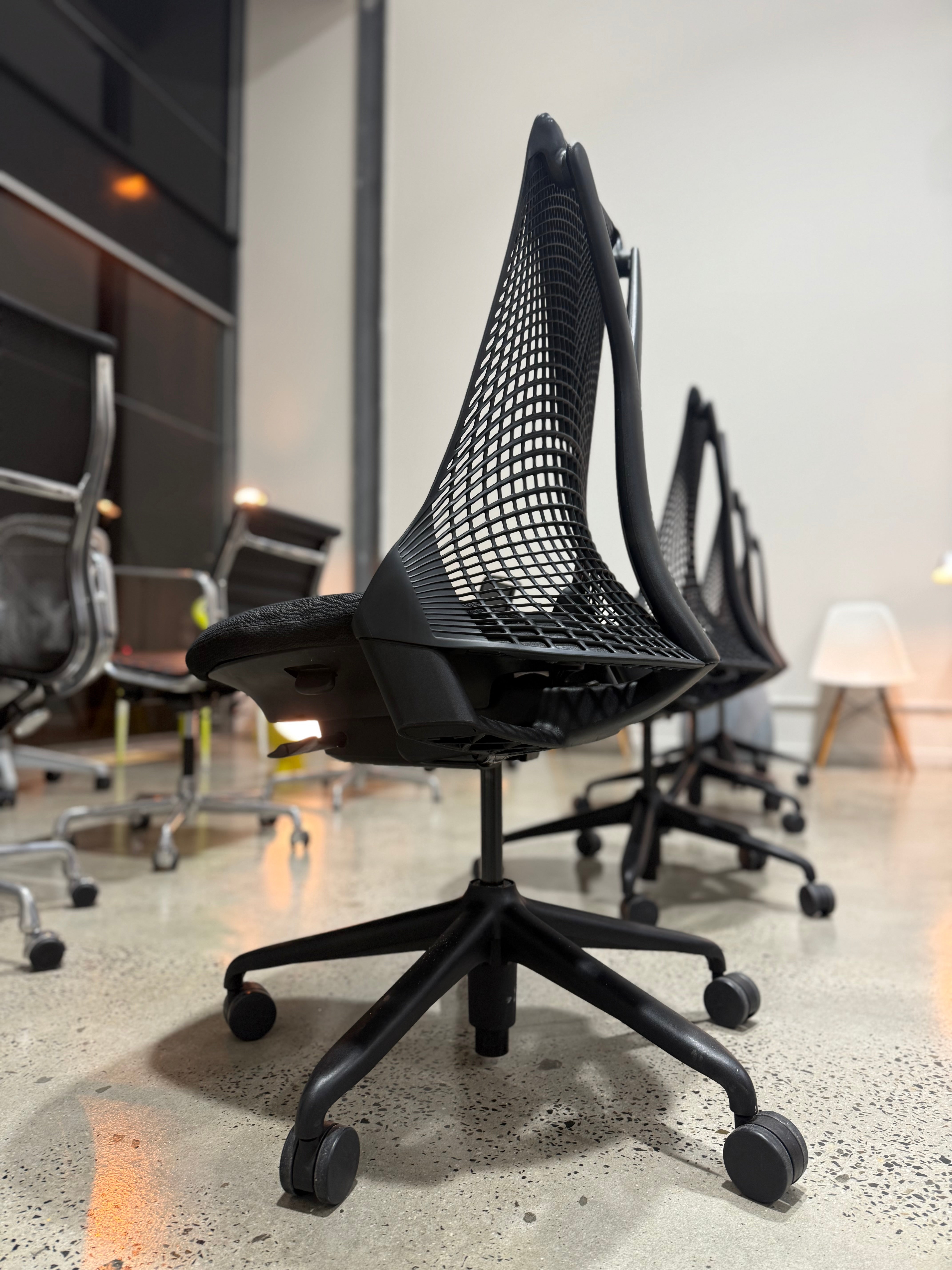 No Arms Armless Herman Miller Sayl Chair Authentic Original Genuine Designer Furniture Chairs Sale Corporate Office Work Business Ergonomic Lumber Support Adjustable Design Danish Swiss Scandinavian MCM Modern Architect Interior meeting conference executive minimal gaming MacBook iPhone Vitra Aeron Leap Gesture Mirra