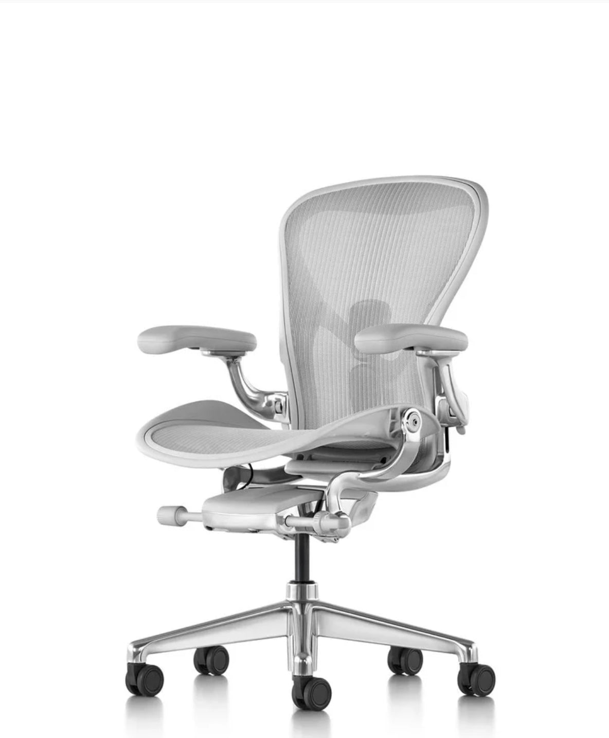 Herman Miller Aeron Remastered Mineral Polished Alloy Aluminium Light Grey White Colour Aeron Brand New Aeron Chair Genuine Authentic Original Ergonomic Office Chairs Work Chair Designer MOMA iconic robust classic heavy duty chairhub North Melbourne Sydney Australia Adelaide Tasmania Perth Sale Wholesale Clearance iPhone games gaming furniture lumber support adjustable showroom