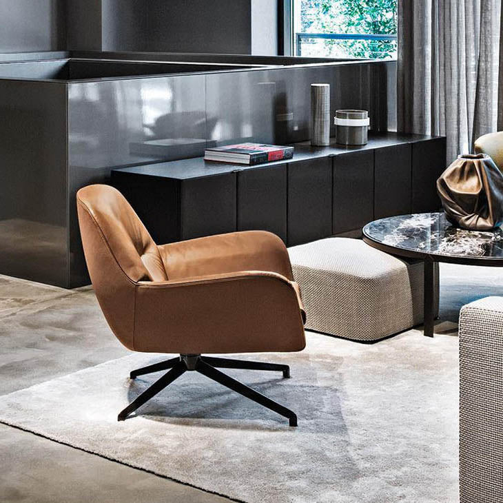 MINOTTI JENSEN Swivel Armchair by Rodolfo Dordoni I Made in Italy