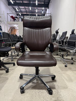 Wilkhahn Modus Executive 28 Dark Brown Soft Leather High-back Ergonomic Armchair for Office - The Chair Co.