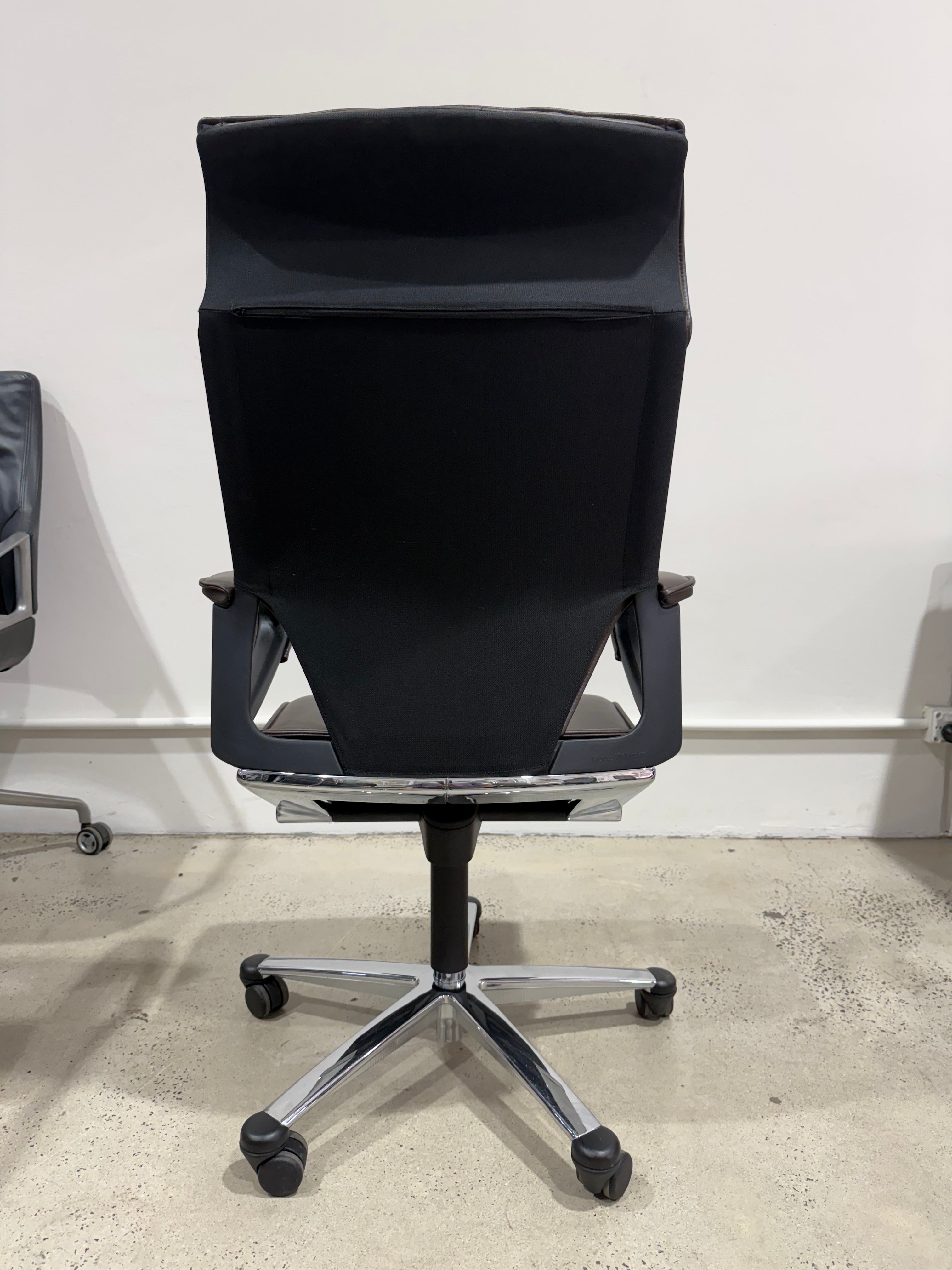 Wilkhahn Modus Executive 28 Dark Brown Soft Leather High-back Ergonomic Armchair for Office - The Chair Co.