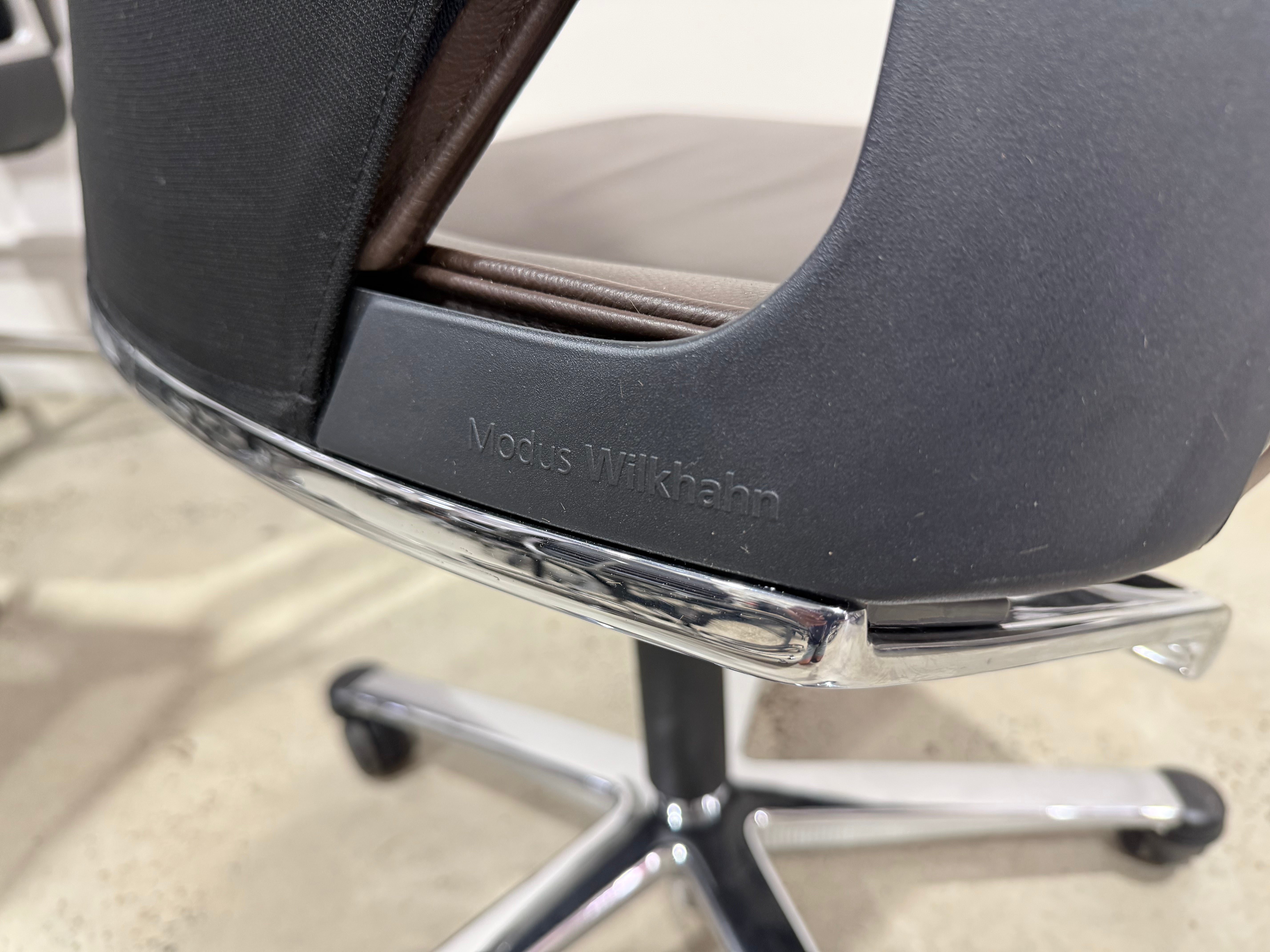 Wilkhahn Modus Executive 28 Dark Brown Soft Leather High-back Ergonomic Armchair for Office - The Chair Co.
