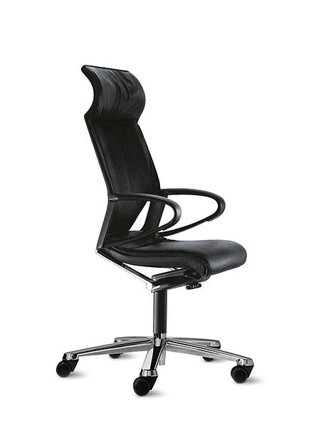 Wilkhahn Modus Executive 28 284/71 Black Club Leather High-back Ergonomic Armchair for Office - The Chair Co.