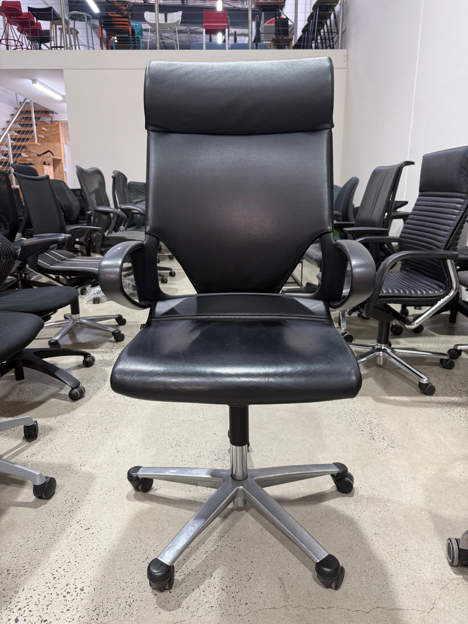 Wilkhahn Modus Executive 28 284/71 Black Club Leather High-back Ergonomic Armchair for Office - The Chair Co.