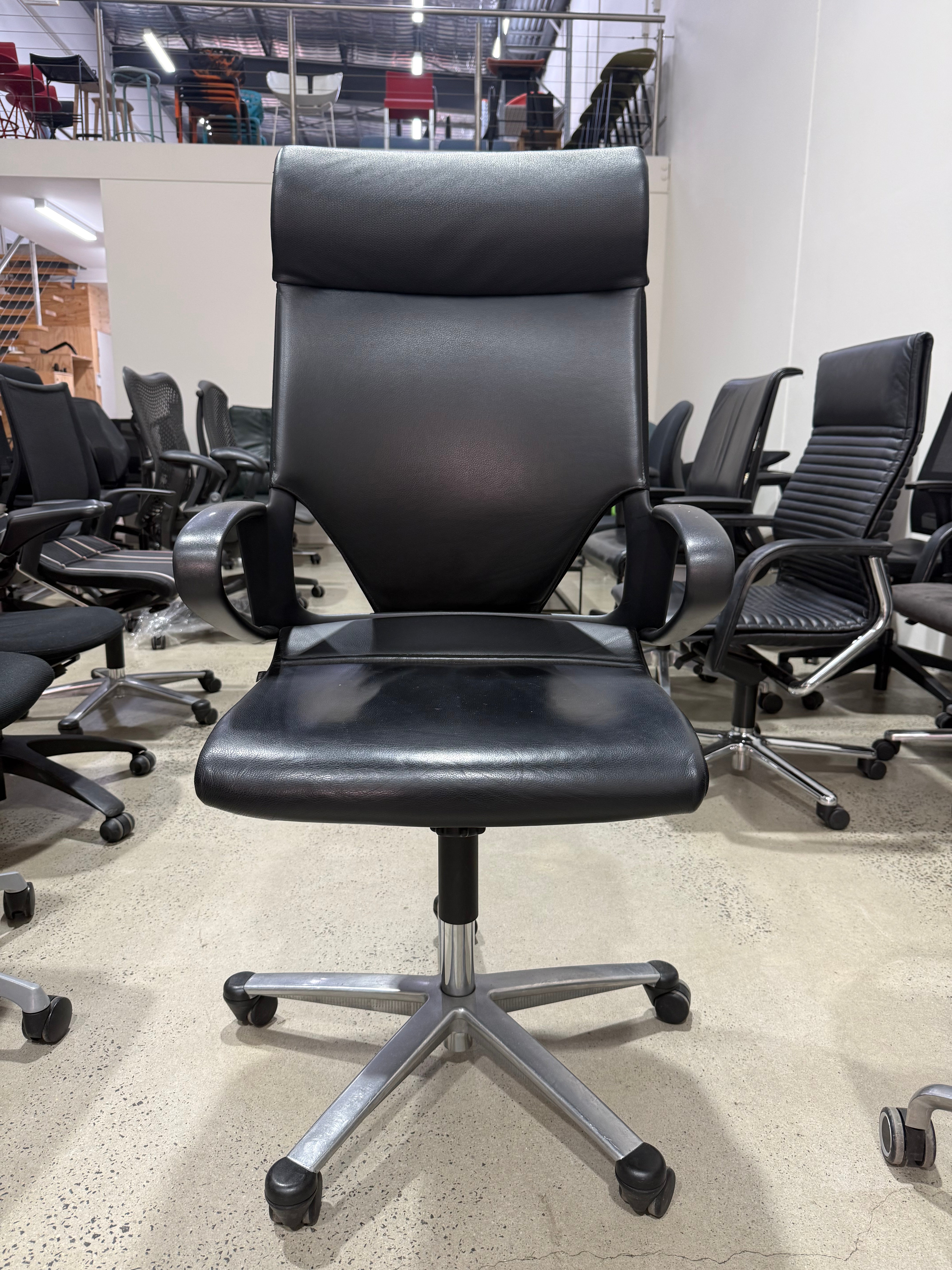 Wilkhahn Modus Executive 28 284/71 Black Club Leather High-back Ergonomic Armchair for Office - The Chair Co.