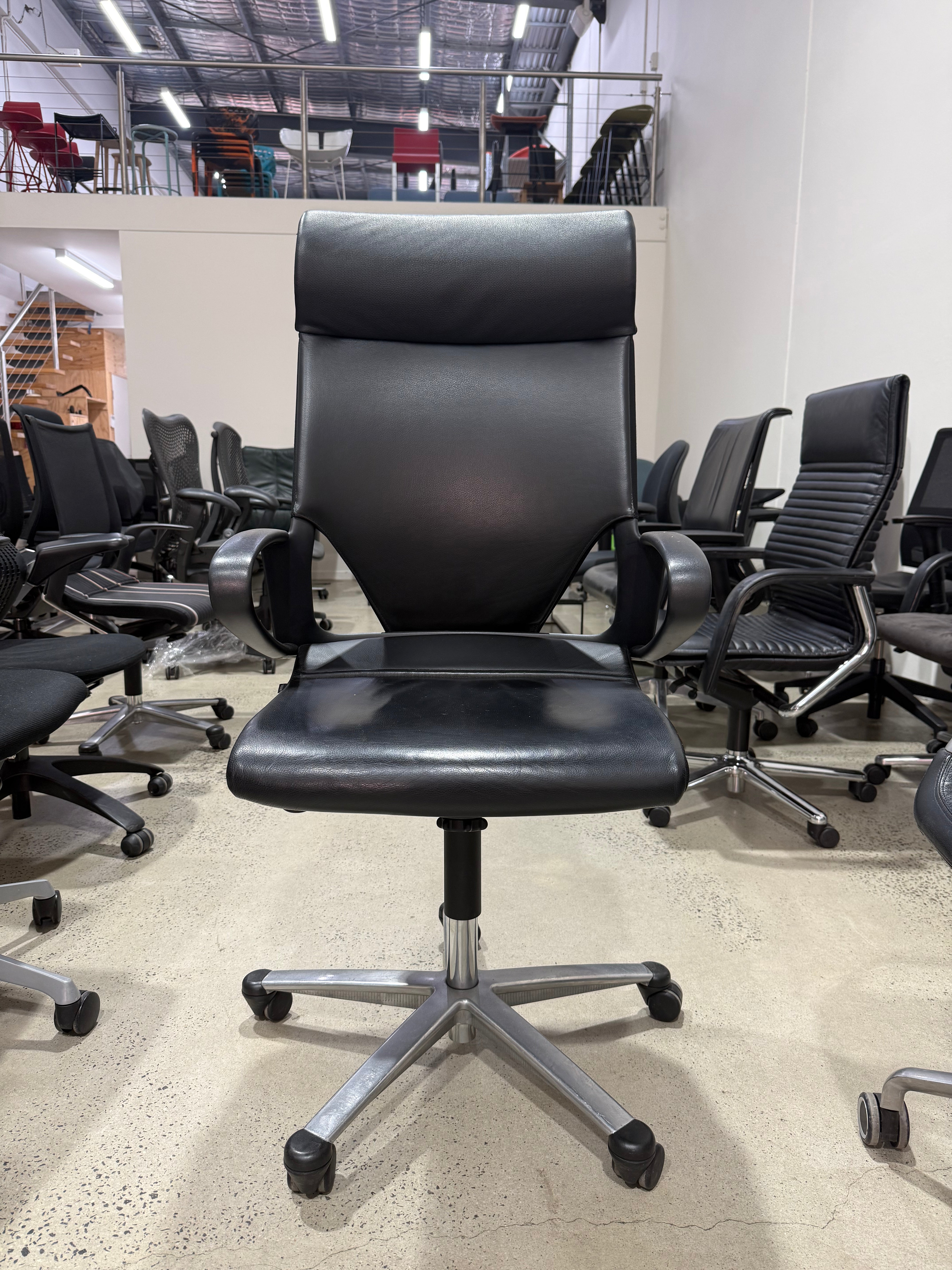 Wilkhahn Modus Executive 28 284/71 Black Club Leather High-back Ergonomic Armchair for Office - The Chair Co.