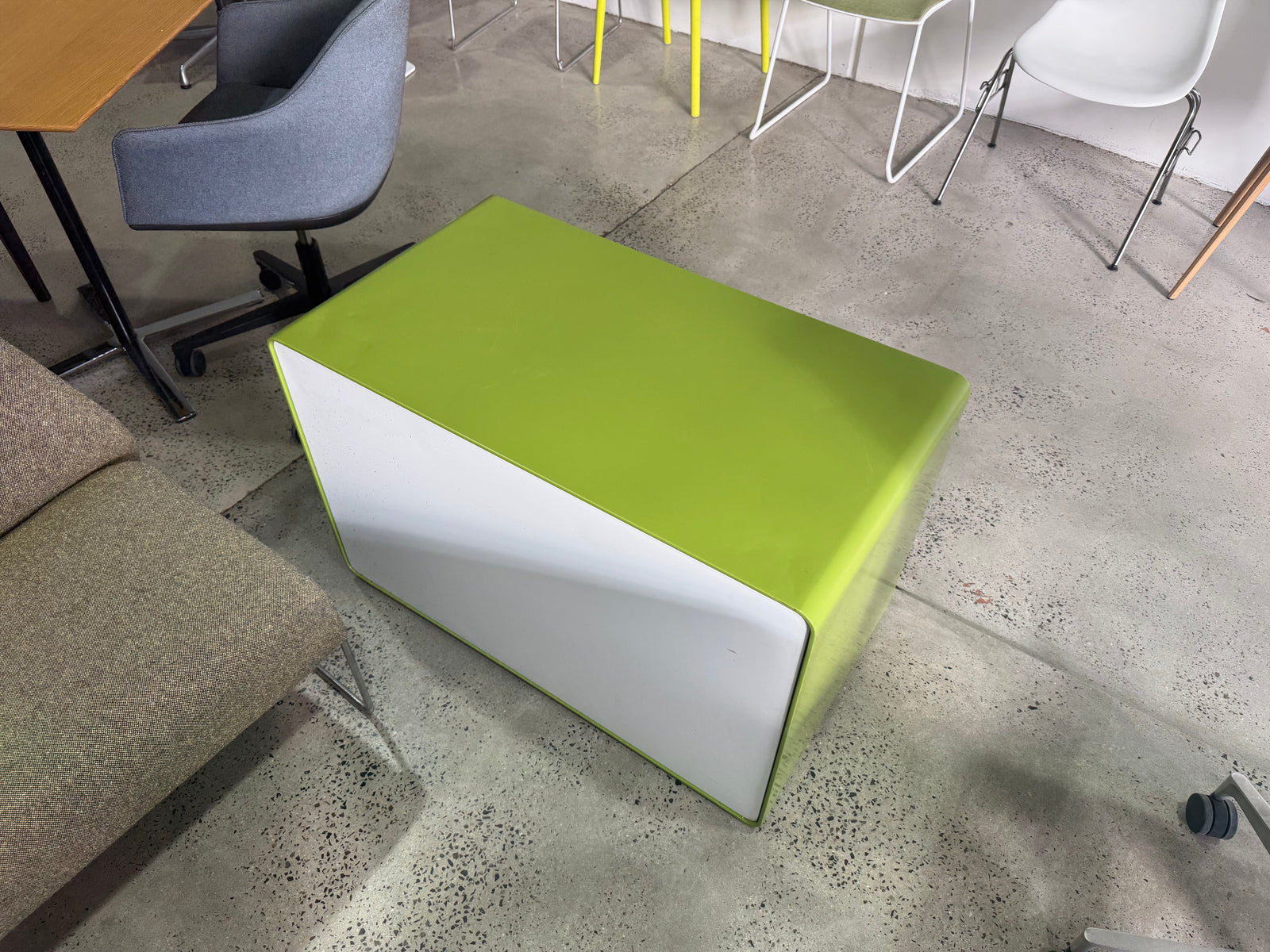 Herman Miller Storage Cabinets Arras Series Green and White with Drawer - The Chair Co.
